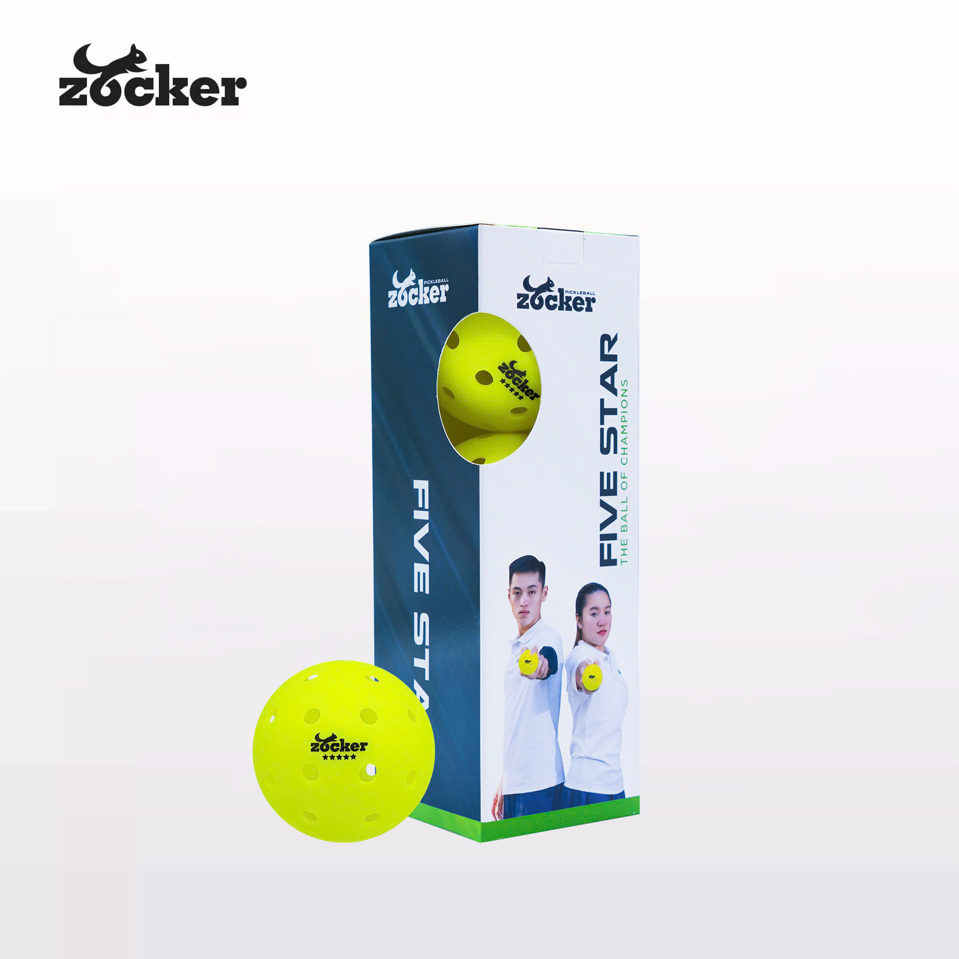 Combo 3 quả bóng thi đấu Pickleball Zocker Five Star